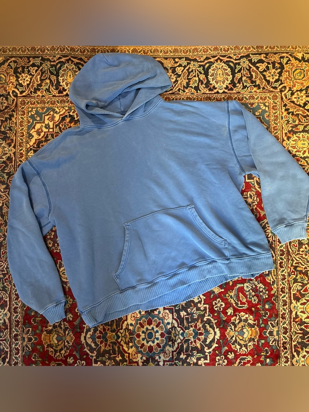 Light Blue Men's Pullover Hoodie with Kangaroo Pocket